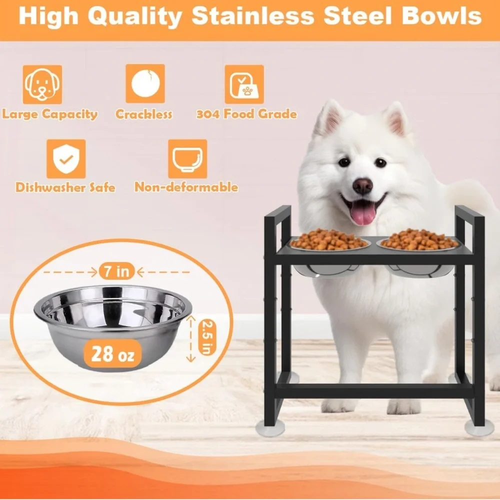 Fandature super Heavy duty raised dog bowls stand and 2 PCs of bowls